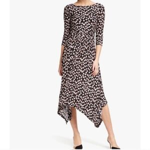 Boden Maisie Jersey Knit Asymmetric Midi Dress Crocus Lily Floral